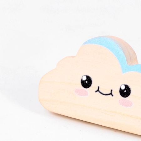 Handcrafted Pine Wood Blue Cloud Knob